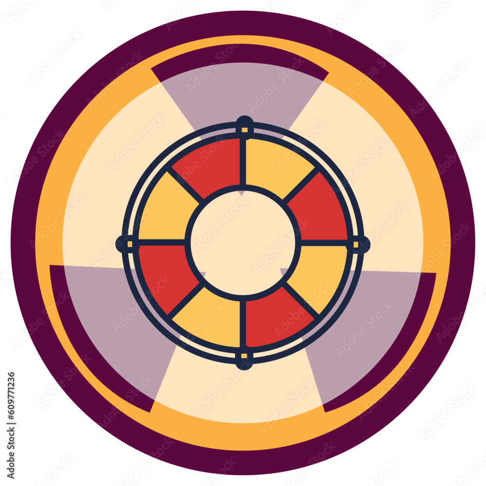 vector icon of a float saves lives within a circle with burgundy lines vector icon of a float saves lives within a circle with burgundy lines