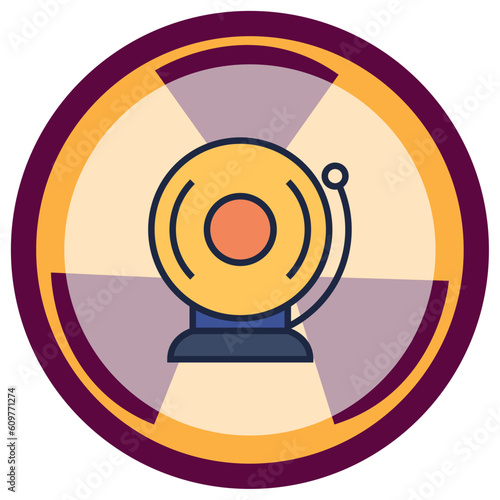 vector icon of an alarm within a circle with burgundy lines