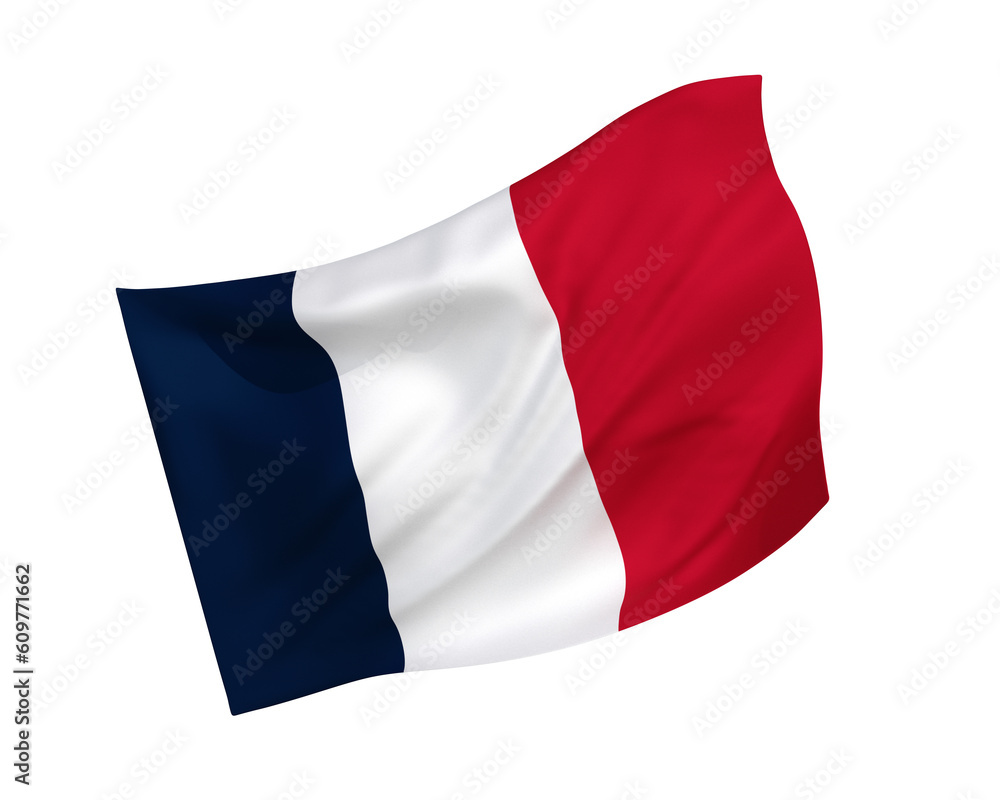 Simple 3D France flag in the form of a wind-blown shape Simple 3D France flag in the form of a wind-blown shape