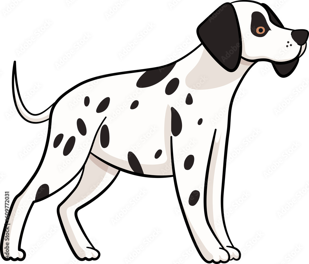 Dalmatian cute dog cartoon with outline