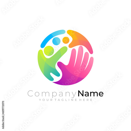 Human care logo with circle design colorful, community logos