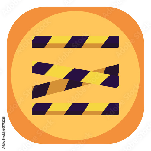 no trespassing tape vector icon with yellow background
