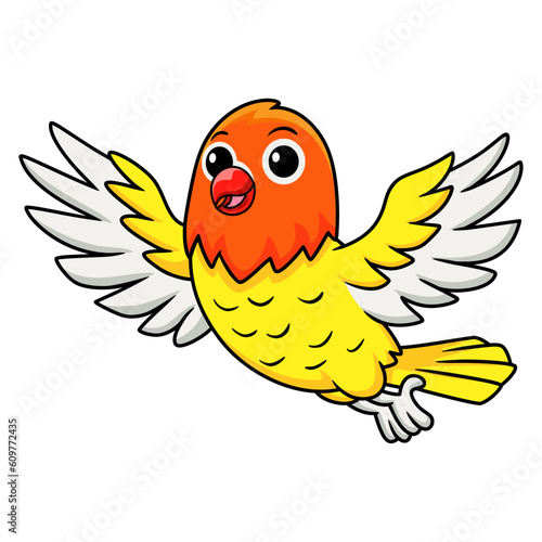 Cute lutino lovebird cartoon flying