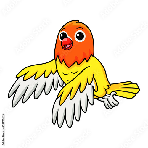Cute lutino lovebird cartoon flying
