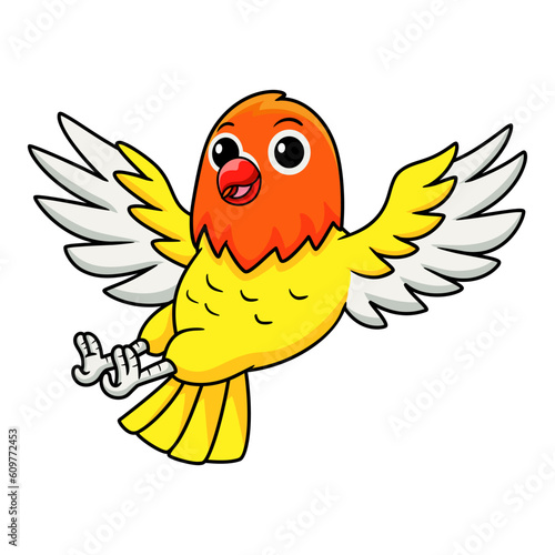 Cute lutino lovebird cartoon flying