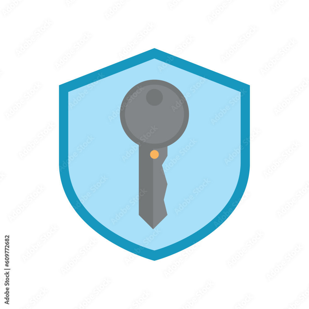 vector icon of a key with a blue background in the shape of a shield vector icon of a key with a blue background in the shape of a shield