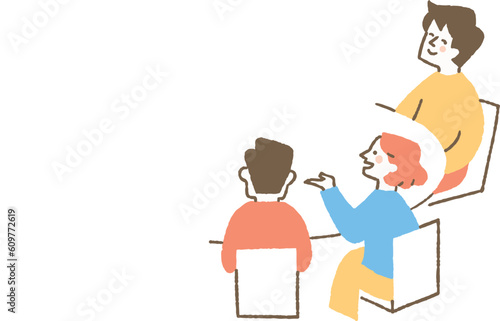 会議に出席している男女3人_色