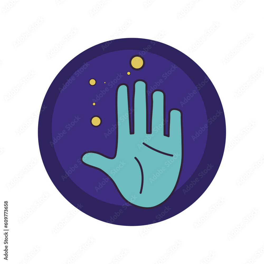 Fototapeta premium flat vector icons of a hand with purple background and blue border
