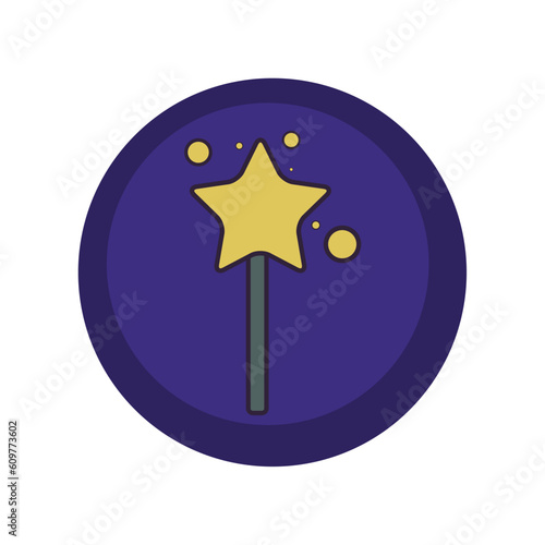 vector icons of a barite with a star anna on the tip with purple background and blue border