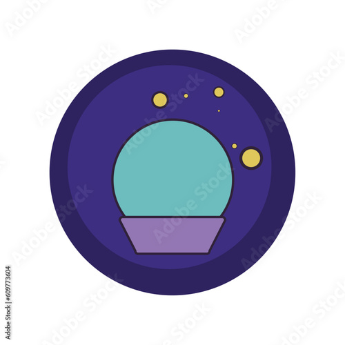 vector icons of a crystal ball with purple background and blue border
