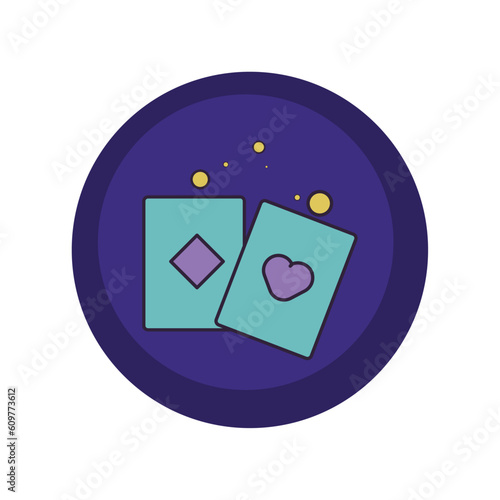 vector icons of poker cards with purple background and blue border
