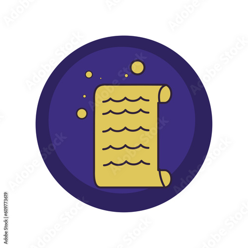 vector icons of a scroll with purple background and blue border
