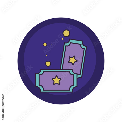 vector icons of cards with a star with purple background and blue border