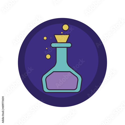 vector icons of a magic posion with purple background and blue border