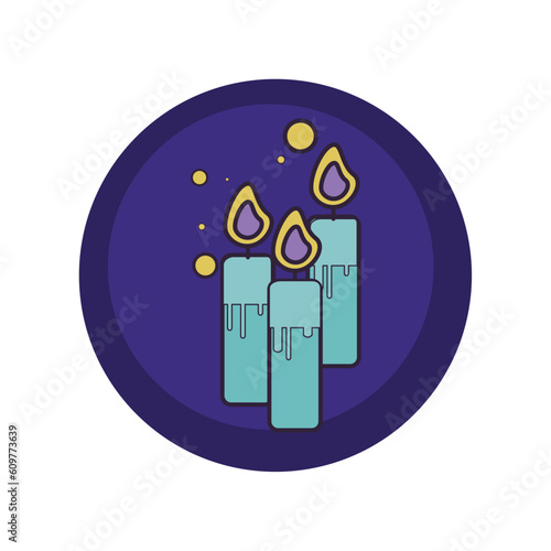 candle vector icons with purple background and blue border
