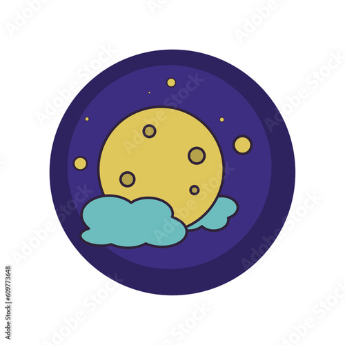 full moon vector icons with purple background and blue border
