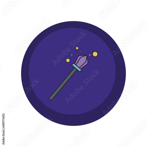 vector icons of a magic wand with purple background and blue border