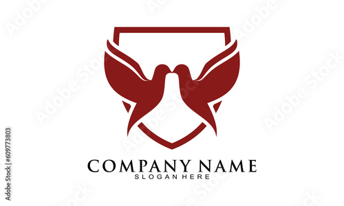 Beautiful bird and shield vector logo
