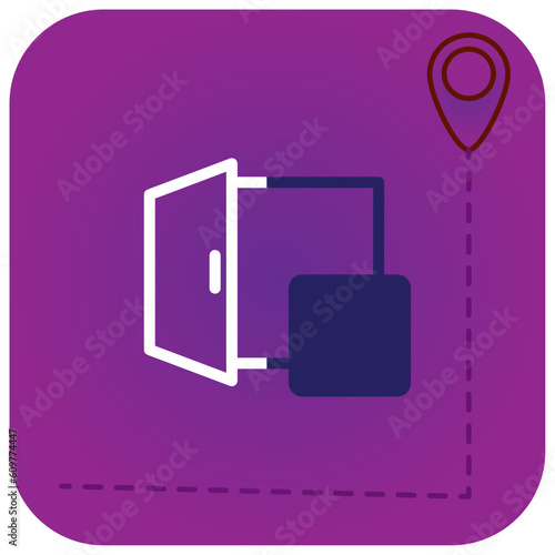 shipping table vector icon with purple background