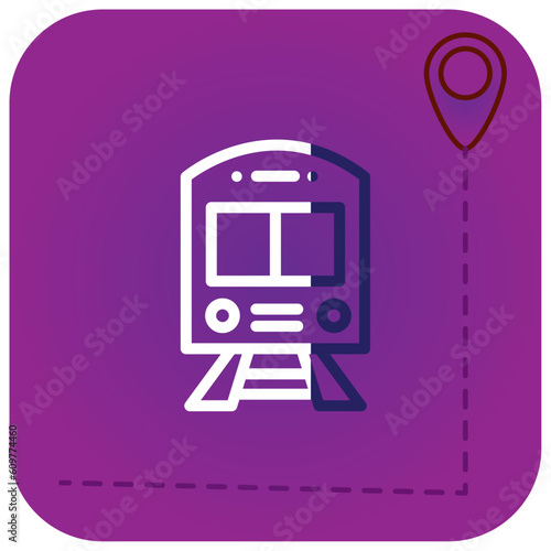vector icon of a shipping service train with purple background