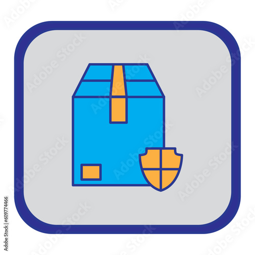 shipping service cardboard boxes vector icon with blue background and purple border