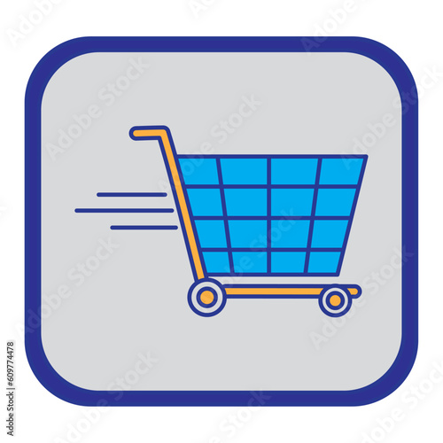 shopping cart vector icon with gray background