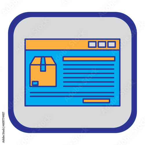 vector screen icon of a shipping box with gray background