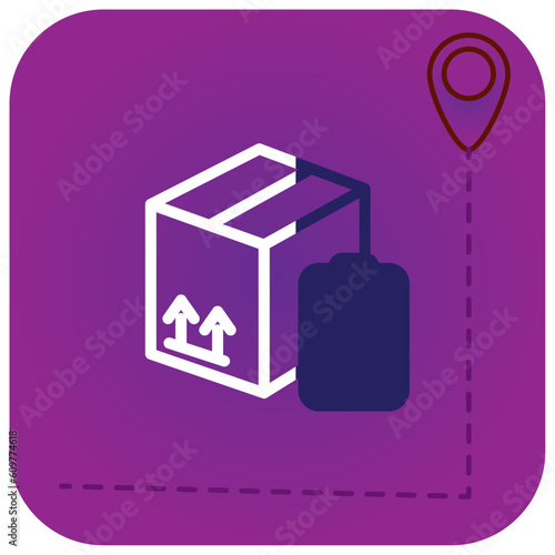 vector icon of a box with purple background