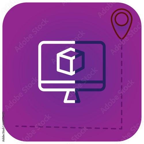vector icon of a monitor with purple background