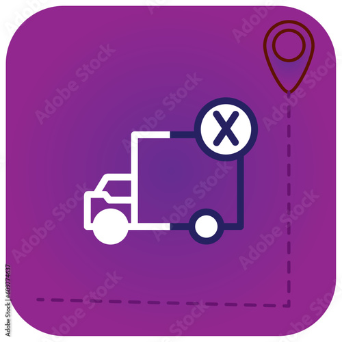shipping service truck vector icon with purple background