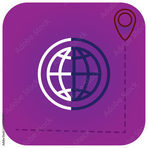 vector icon of a sphere with purple background