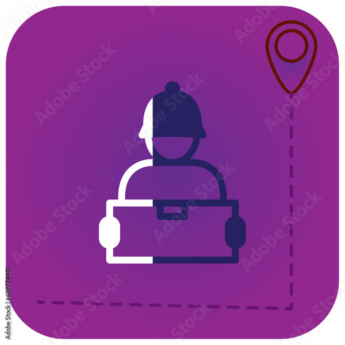 goods delivery courier vector icon with purple background