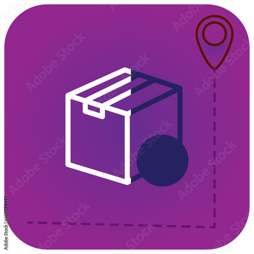 vector icon of a box with purple background