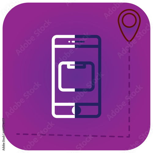 vector icon of a cell phone with purple background