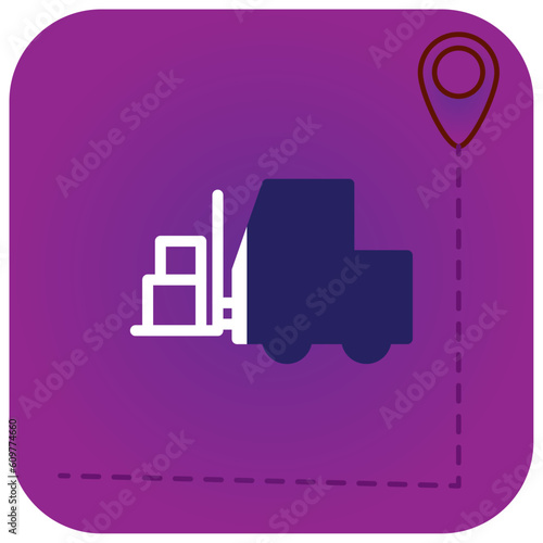 vector icon of a cargo cart with purple background