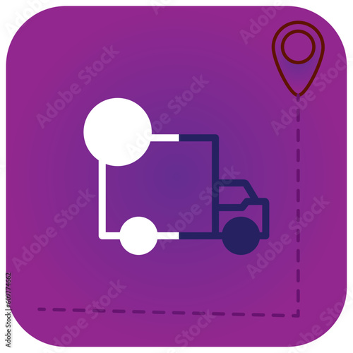 shipping service truck vector icon with purple background