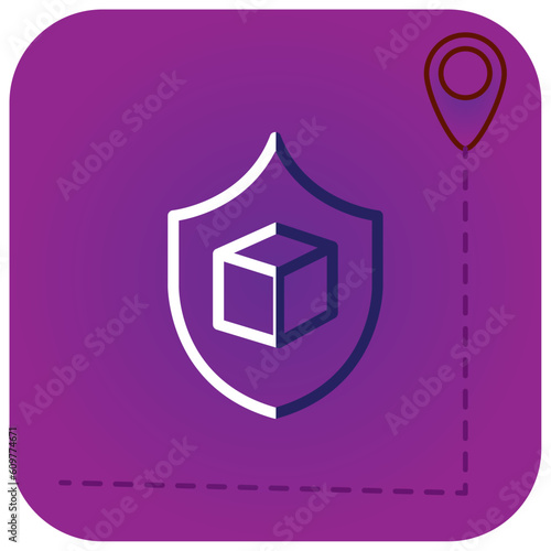vector icon of shield with a box inside with purple background