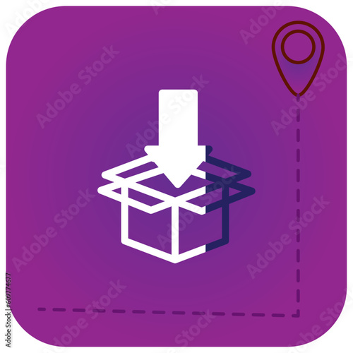 vector icon of a box with an arrow with a purple background