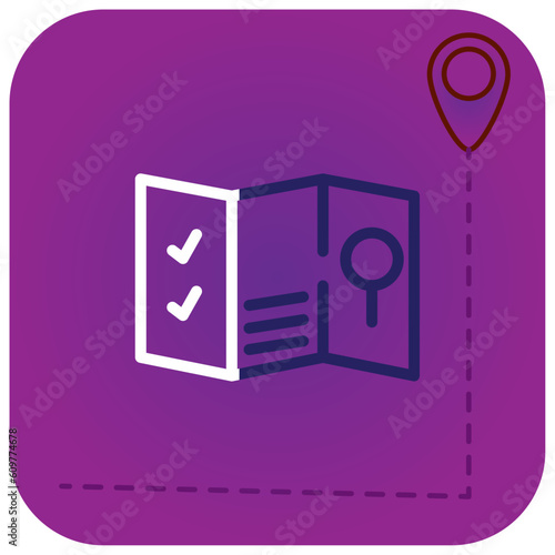 vector icon of a map with location icon with purple background