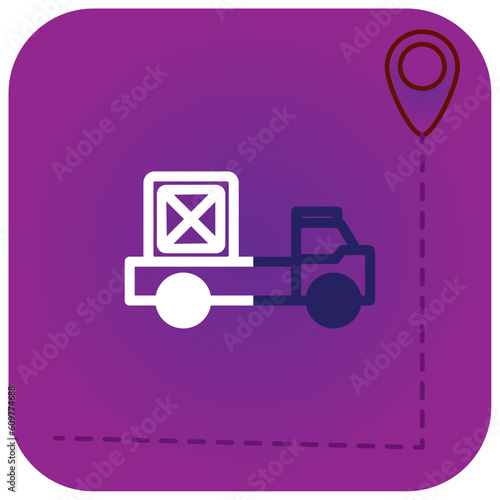shipping service truck vector icon with purple background