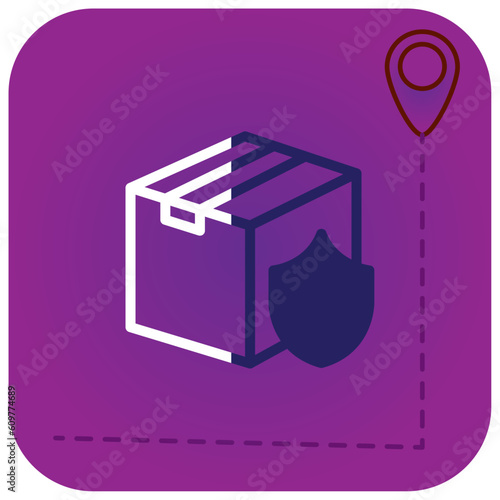 vector icon of a box with purple background