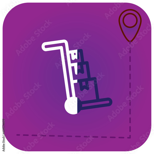 vector icon of a hand holding a box with purple background