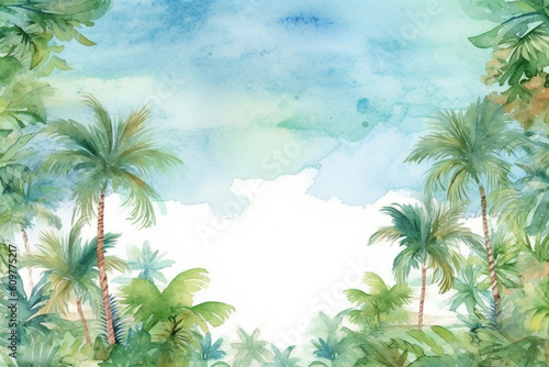 Retirement card background frame, Watercolor illustration with white part, clipart for greeting cards, save the date, stationery design, AI Generation