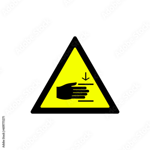 triangle yellow danger of harming hands warning symbol