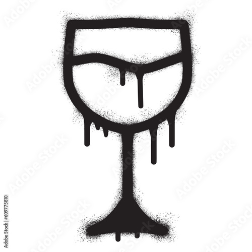 Wine glass graffiti with black spray paint