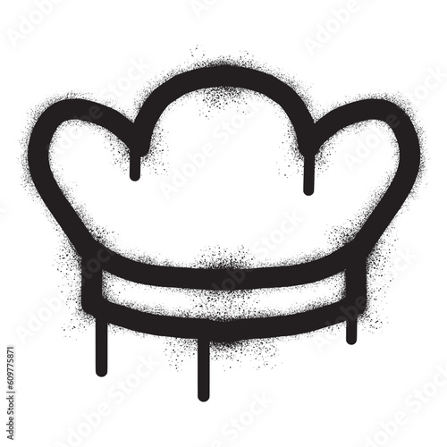 Chef hat icon graffiti with black spray paint.	

