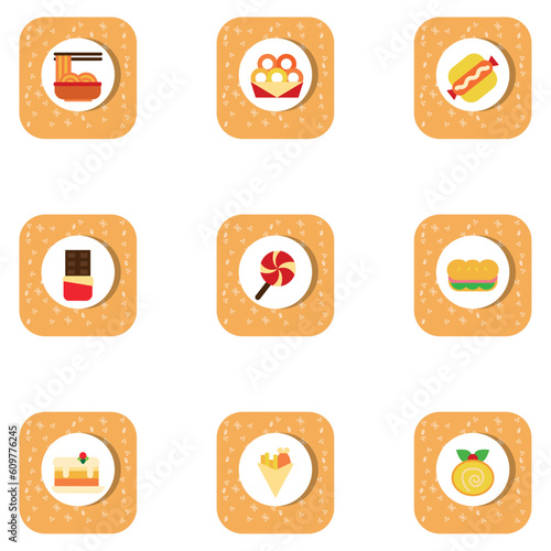 fast food icon set on white background