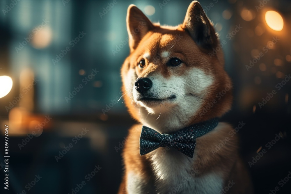 Anthropomorphic shiba inu dressed in a suit like a businessman. Business Concept. AI generated, human enhanced