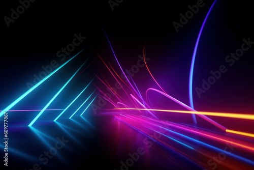 Spectrum neon lights abstract background. Futuristic back. AI generated, human enhanced