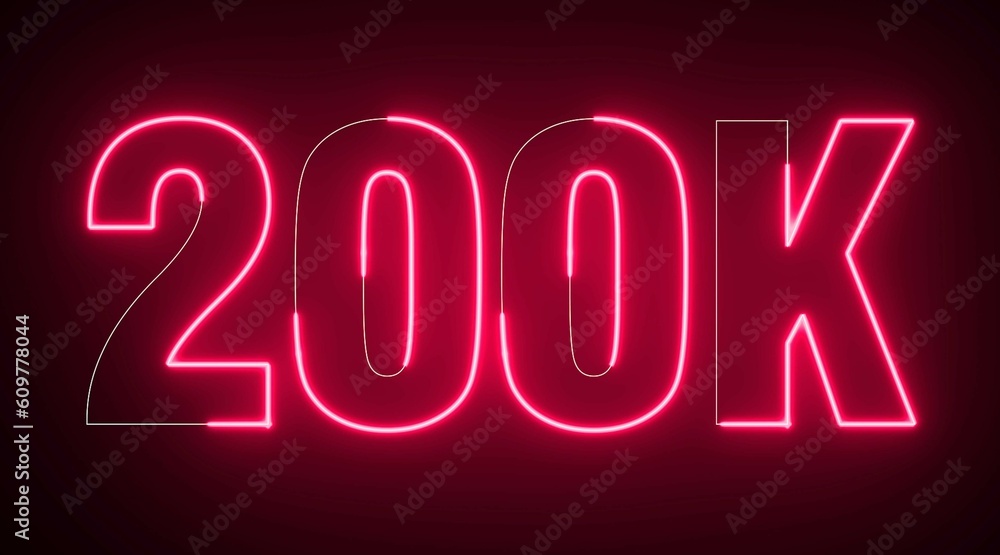 200K Electric pink lighting text with animation on black background